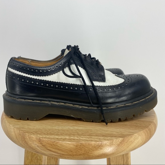 Vintage 90s Dr Martens Wing  Tip Oxfords Leather Shoes Made in England - Picture 3 of 11